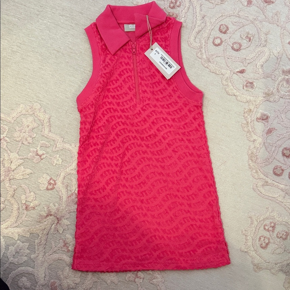 Kith logo Girls' Pink terry Polo Dress - great as a swim coverup